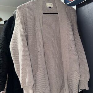 Universal Thread Open-Front Ribbed Cardigan - Light Taupe